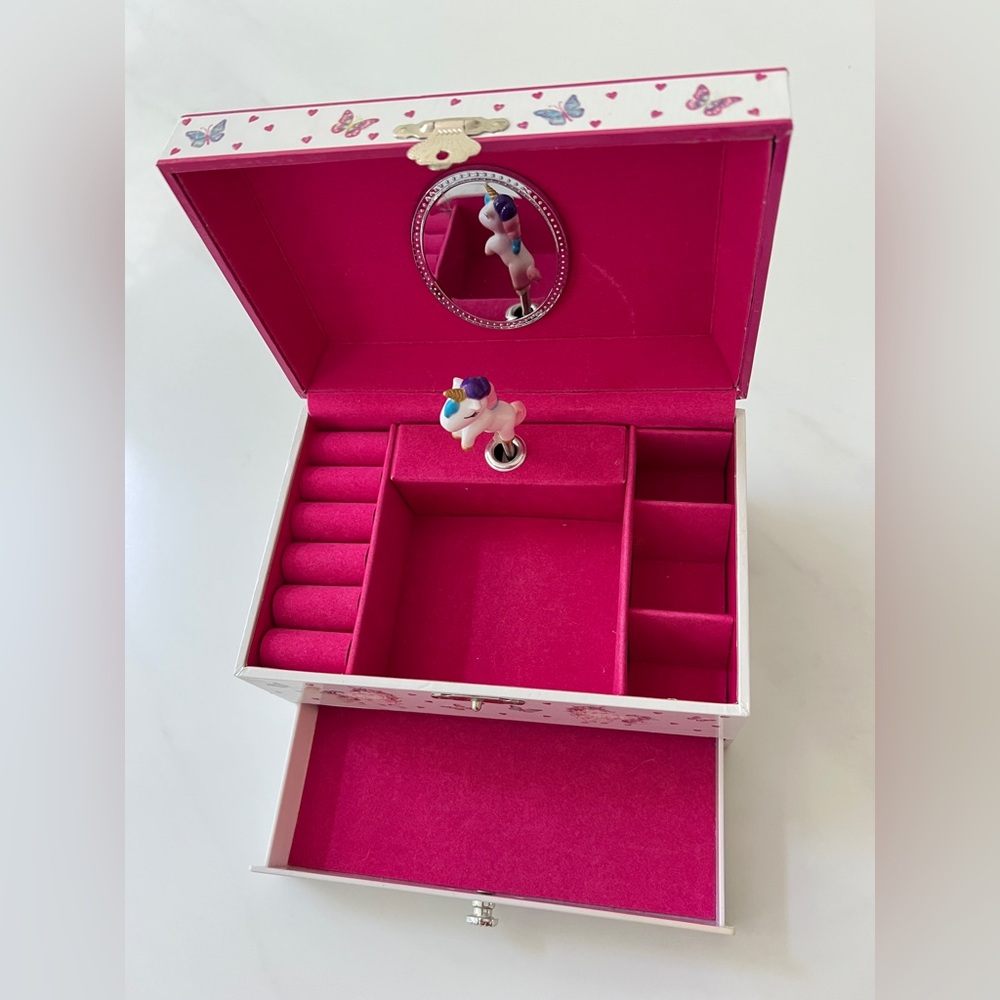Fairy Glam Jewelry Music Box with unicorn Pullout Drawer Storage for Kids UK